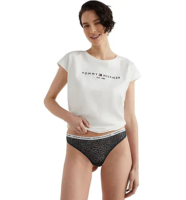 Krajková tanga Tommy Hilfiger UW0UW04514 navy