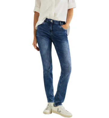 Slim fit džíny s vysokým pasem pro ženy Cecil 376777 mid blue