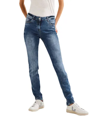 Slim fit džíny s vysokým pasem Toronto Cecil 376494 mid blue  