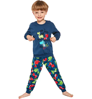 Bavlněné pyžamo pro kluky do manžety Cornette Kids Dino