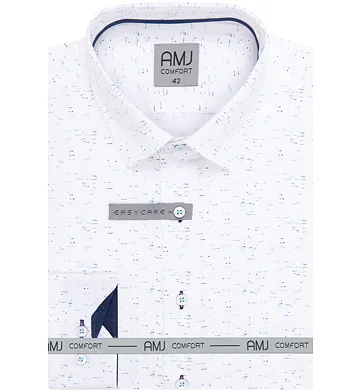 Elegantní pánská košile AMJ Comfort Slim Fit VDSBR 1314 bílo-tyrkys