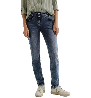 Slim fit džíny se středně vysokým pasem Toronto Cecil 376933 mid blue