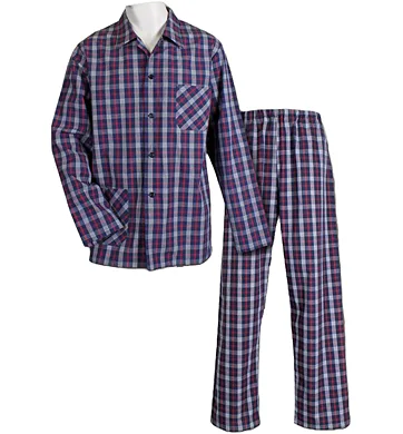 Popelínové pyžamo Luiz Charles 328 navy-red kostička