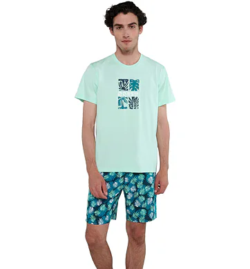 Pánské pyžamo Vamp s krátkým rukávem 20710 aqua melon