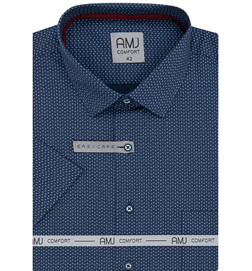 Pánská košile AMJ s krátkým rukávem Comfort slim VKSBR 1359 navy
