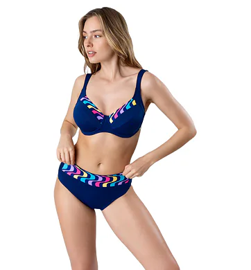 Elegantní dvoudílné plavky bez výztuže Timo 830633 navy