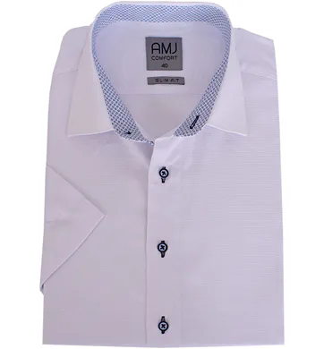 Pánská košile AMJ s krátkým rukávem Comfort slim VKSBR 1154 bílá