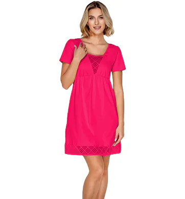Krajková dámská noční košile s krátkým rukávem Timo 369842 fuchsia