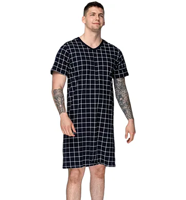 Bavlněná noční košile pro muže Timo 785054 navy kostka