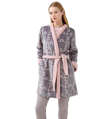 Zavinovací dámský fleecový župan Vamp 21482 gray thunder