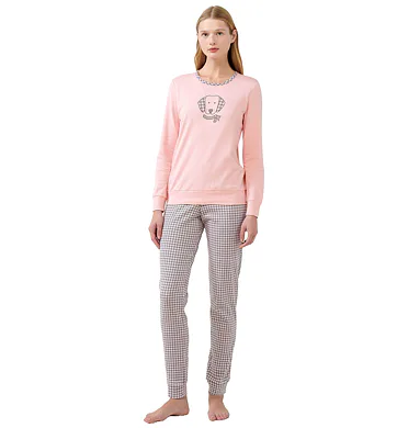 Dámské pyžamo s dlouhými rukávy Vamp 21493 pink peach