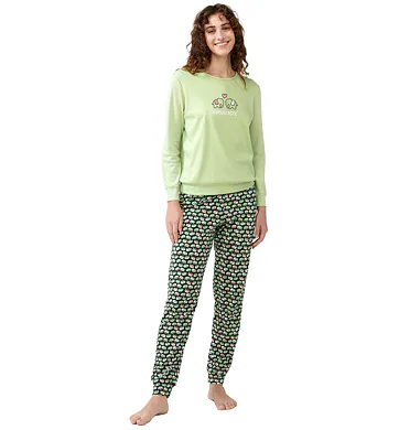 Dámské pyžamo s dlouhými rukávy Vamp 21323 green foam
