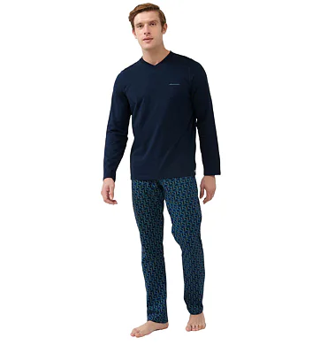 Bavlněné pyžamo pro muže Vamp 21681 blue
