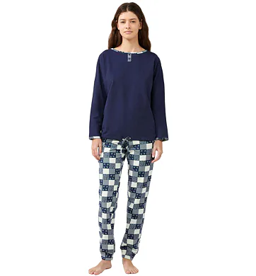 Dámské pyžamo s dlouhými rukávy Vamp 21433 blue patriot