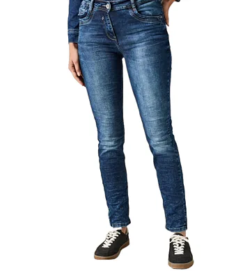 Slim fit džíny s vysokým pasem Toronto Cecil 378167 mid blue