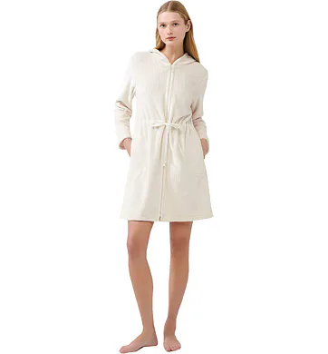 Dámský fleecový župan Vamp na zip 21360 beige skin