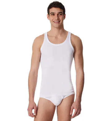Pánská jemně žebrovaná tílka Schiesser 2pack 205144 bílá