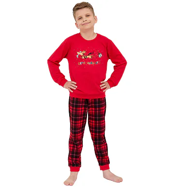 Bavlněné chlapecké pyžamo Cornette Young Celebrate červené