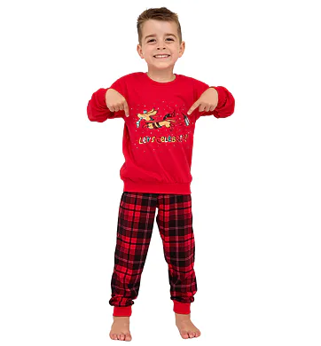 Bavlněné chlapecké pyžamo Cornette Kids Celebrate červené