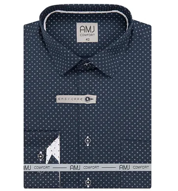 Pánská košile s dlouhým rukávem AMJ Comfort VDBR 11415 navy