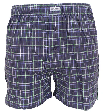 Pánské bavlněné trenky  s moderní kostkou Andrie PS 5855 navy