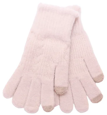 Jednobarevné prstové rukavice se vzorečkem AJ245-13 cream