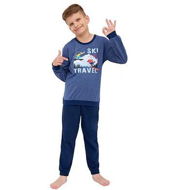 Bavlněné chlapecké pyžamo Cornette Young Ski jeans