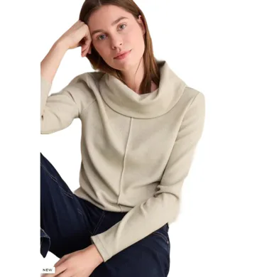 Dámský crop svetr do roláku Cecil 322478 pískový
