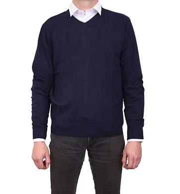 Pánský svetr s véčkovým výstřihem  AMJ SX008 navy