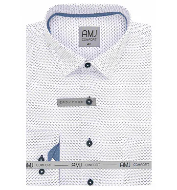 Pánská košile s dlouhým rukávem AMJ Comfort VDBR 1403 bílo-navy