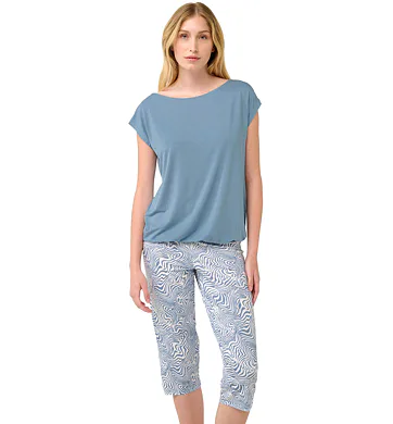 Dámské letní pyžamo Vamp s širokým výstřihem 22015 blue serene