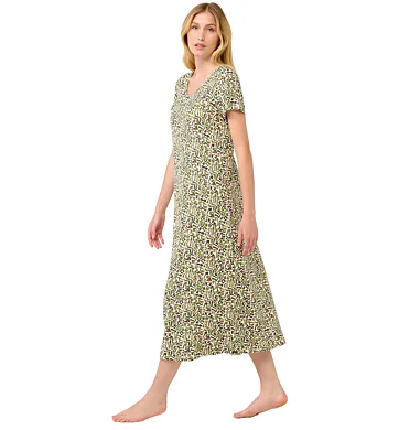 Letní noční košile s krátkým rukávem Vamp 22037 green ivy