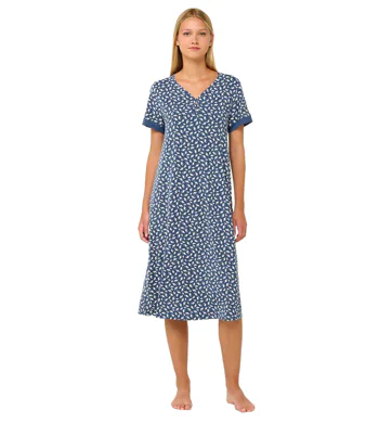Letní noční košile s knoflíkovou légou Vamp 22055 blue raf