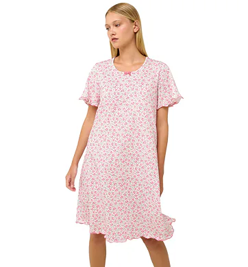 Bavlněná letní těhotenská a kojící noční košile Vamp 22258 pink dove