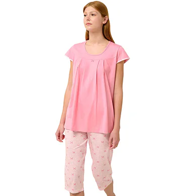 Bavlněné dámské pyžamo s volánky Vamp 22260 pink sea