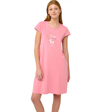 Bavlněná letní noční košile s krátkými rukávy Vamp 22271 pink sea