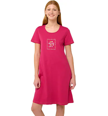 Bavlněná letní noční košile s krátkými rukávy Vamp 22282 pink blossom