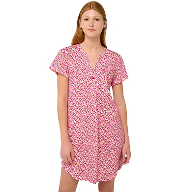 Bavlněná letní noční košile s výstřihem do V Vamp 22284 pink blossom