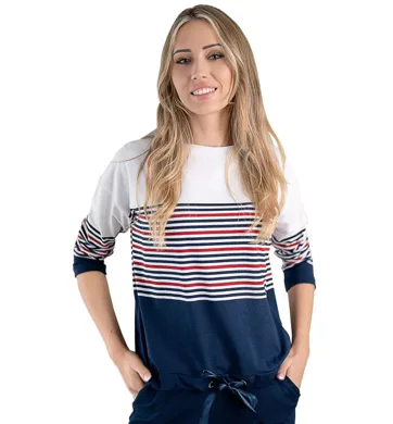 Dámská proužkovaná halenka M. Hajdan BL1227 navy-red