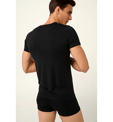 Pánské tričko Vamp Micromodal s výstřihem do V 22852 black