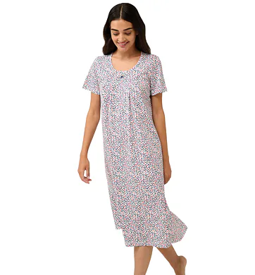 Dlouhá bavlněná noční košile Vamp s krátkými rukávy 22306 blue peony