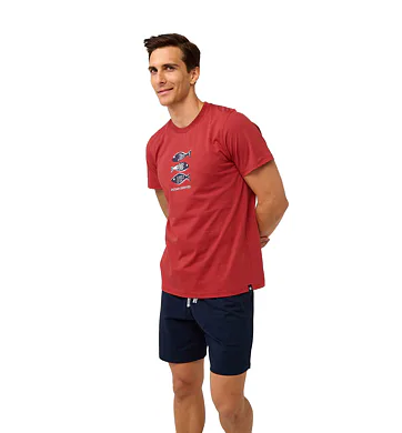 Bavlněné pánské pyžamo Vamp s krátkými rukávy 22650 red hot pepper
