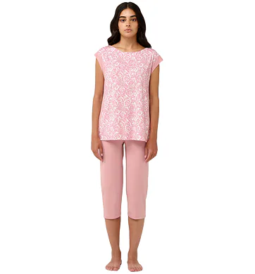 Dámské pyžamo Vamp s kapri kalhotami 22000 pink blush