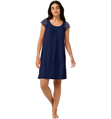 Letní noční košile Vamp s krajkovými rukávy 22094 blue cavern