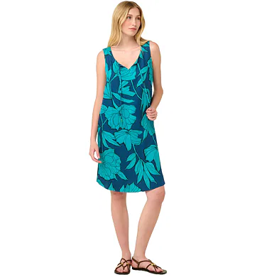 Dámské letní šaty s potiskem pivoňek Vamp 22411 blue lagoon