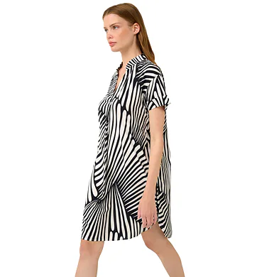 Letní šaty z popelínu Zebra s výstřihem do V Vamp 22425 black