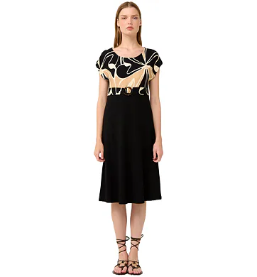 Viskózové letní šaty na ramínka s abstraktními květy Vamp 22478 black