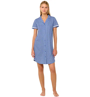 Pohodlná letní noční košile Vamp s knoflíky 22214 blue irirs
