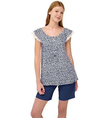 Pohodlné dámské pyžamo Vamp s krátkými kalhotami 22221 blue peony