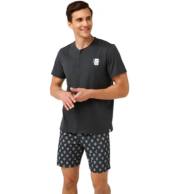 Bavlněné pánské pyžamo Vamp s krátkými kalhotami 22603 dark gray